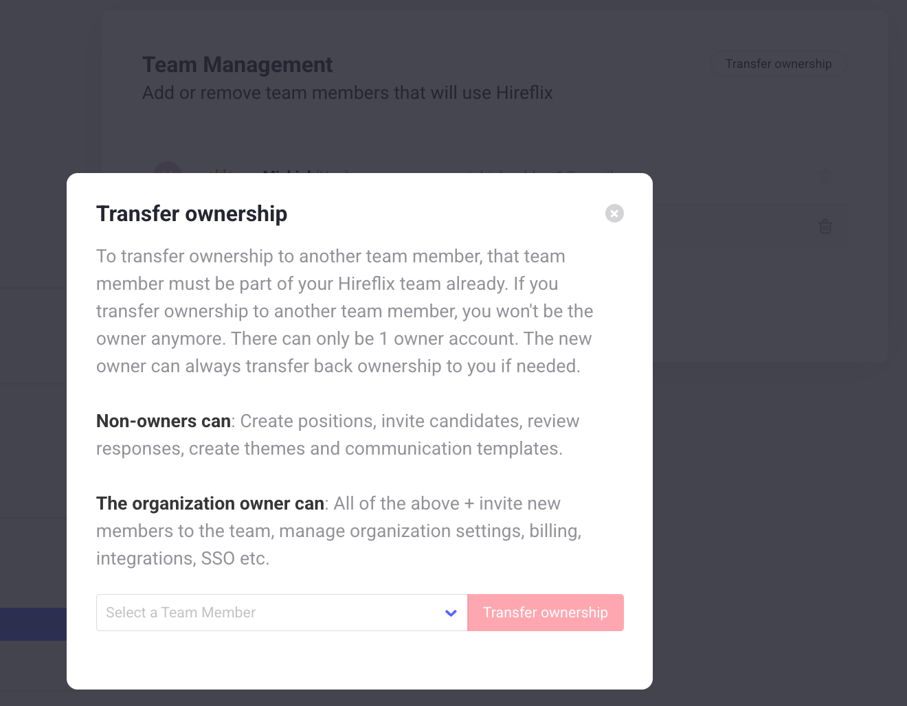 Transferring account ownership