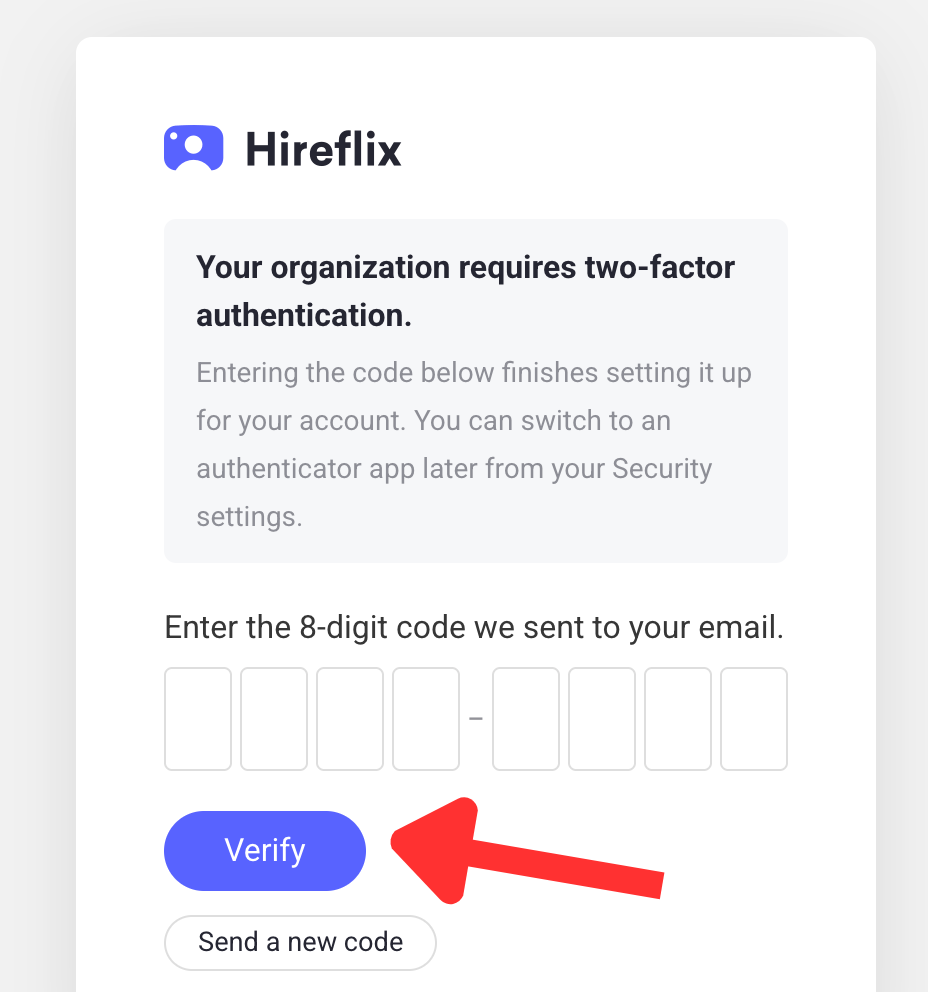 Entering the 8-digit email code to log in
