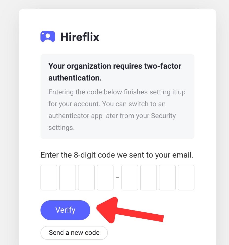 Entering the 8-digit email code to log in