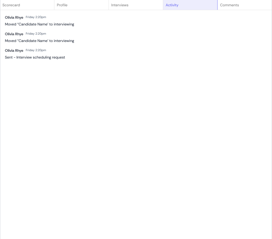Activity History & Notes