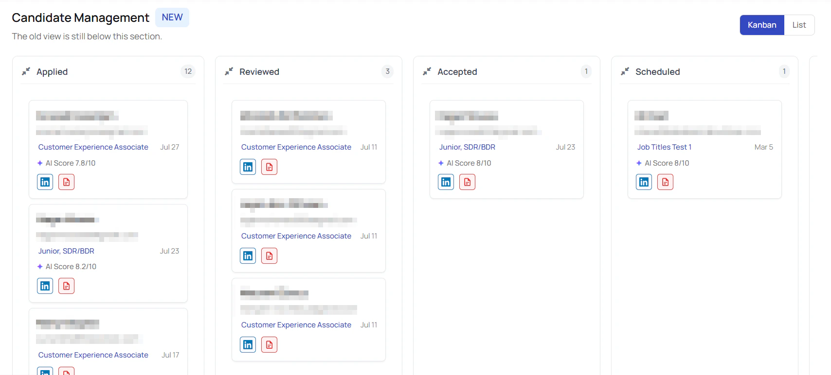 Candidate Kanban View