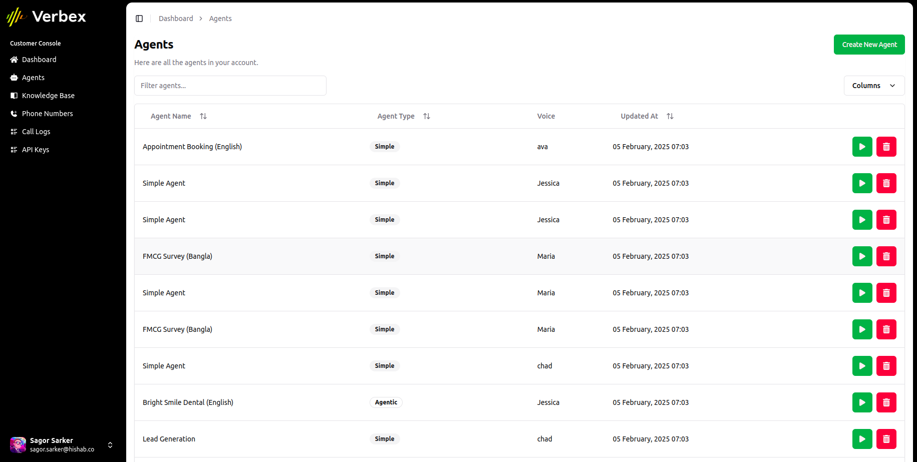 Create an AI Agent Using a Template - Verbex Docs