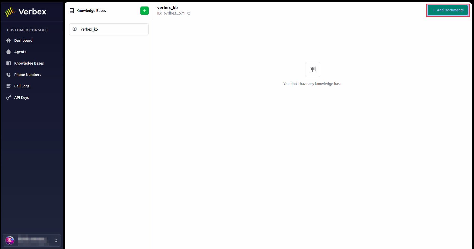 Adding Documents to Knowledge Base - Verbex Docs