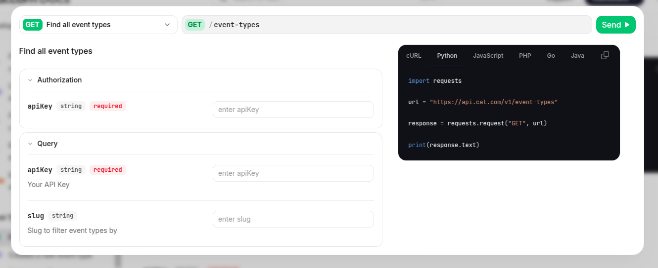 API Authorization Field