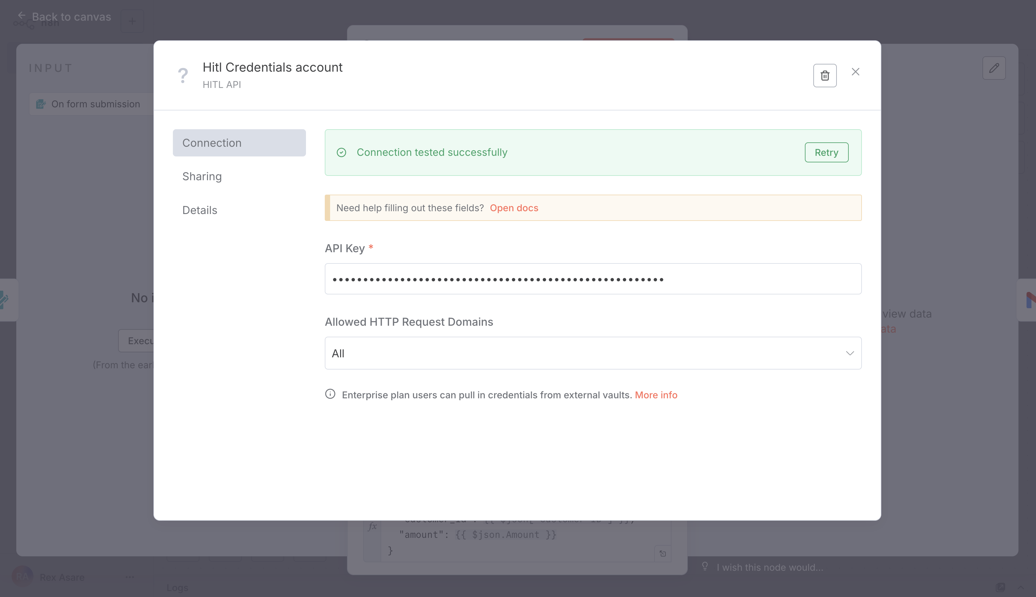 Setting up HITL.sh API credentials in n8n