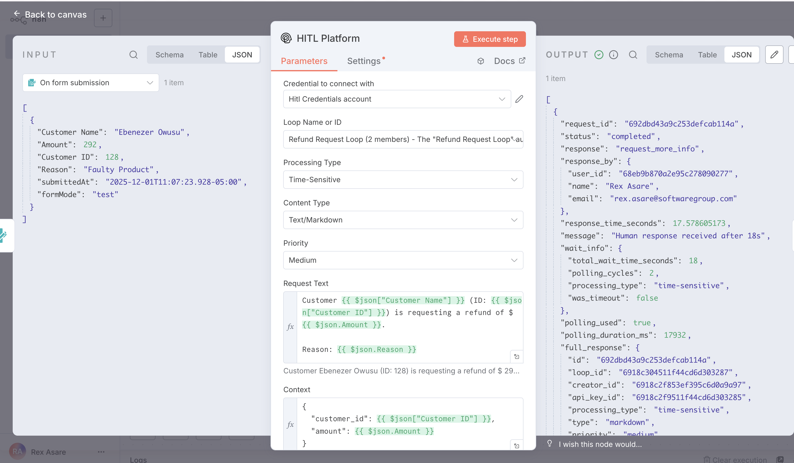 Configuring HITL.sh node parameters in n8n