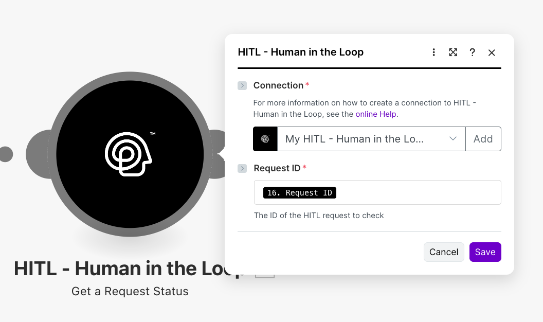 Get Request Status module configuration in Make