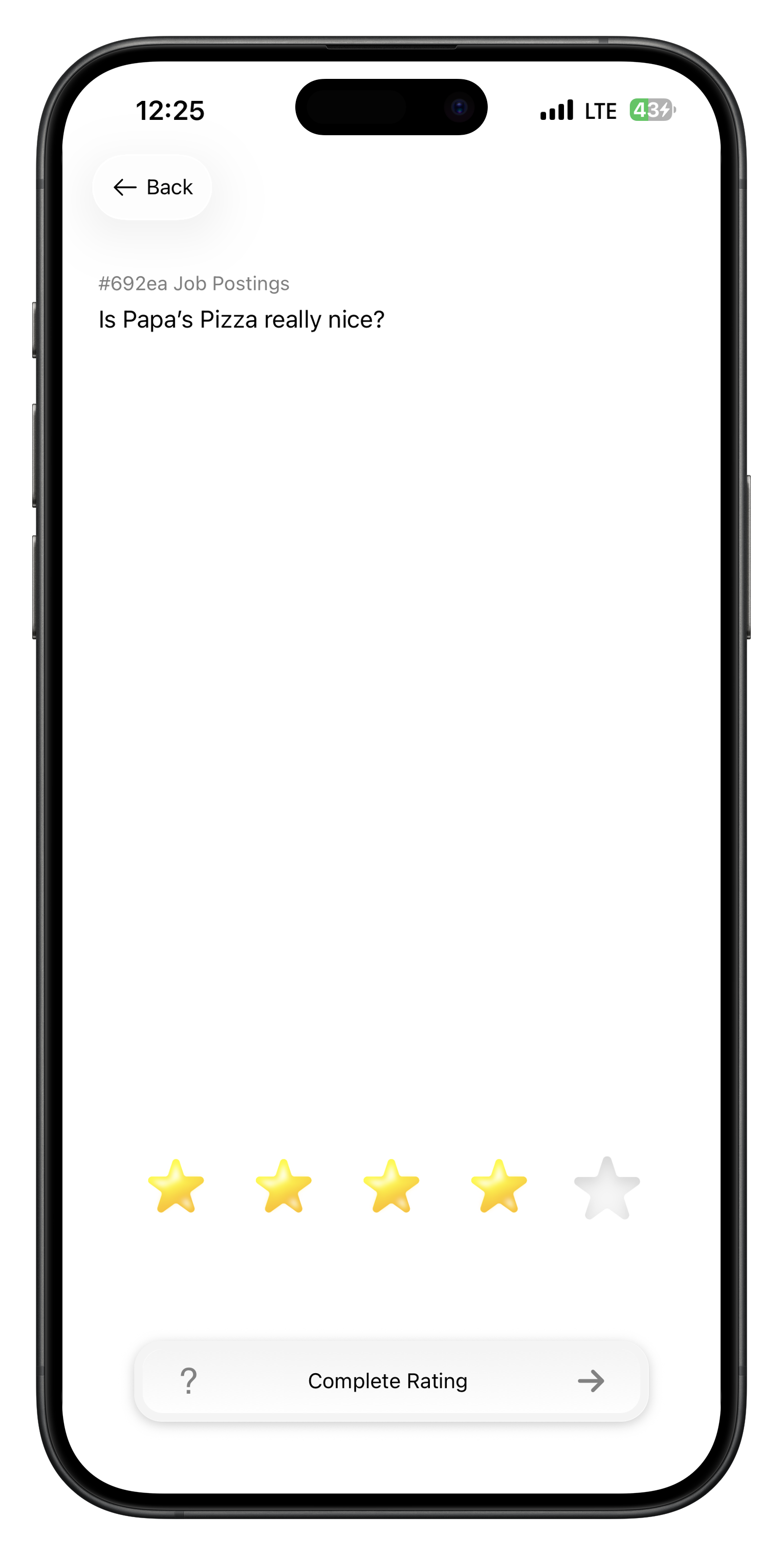 HITL mobile app rating response with slider interface