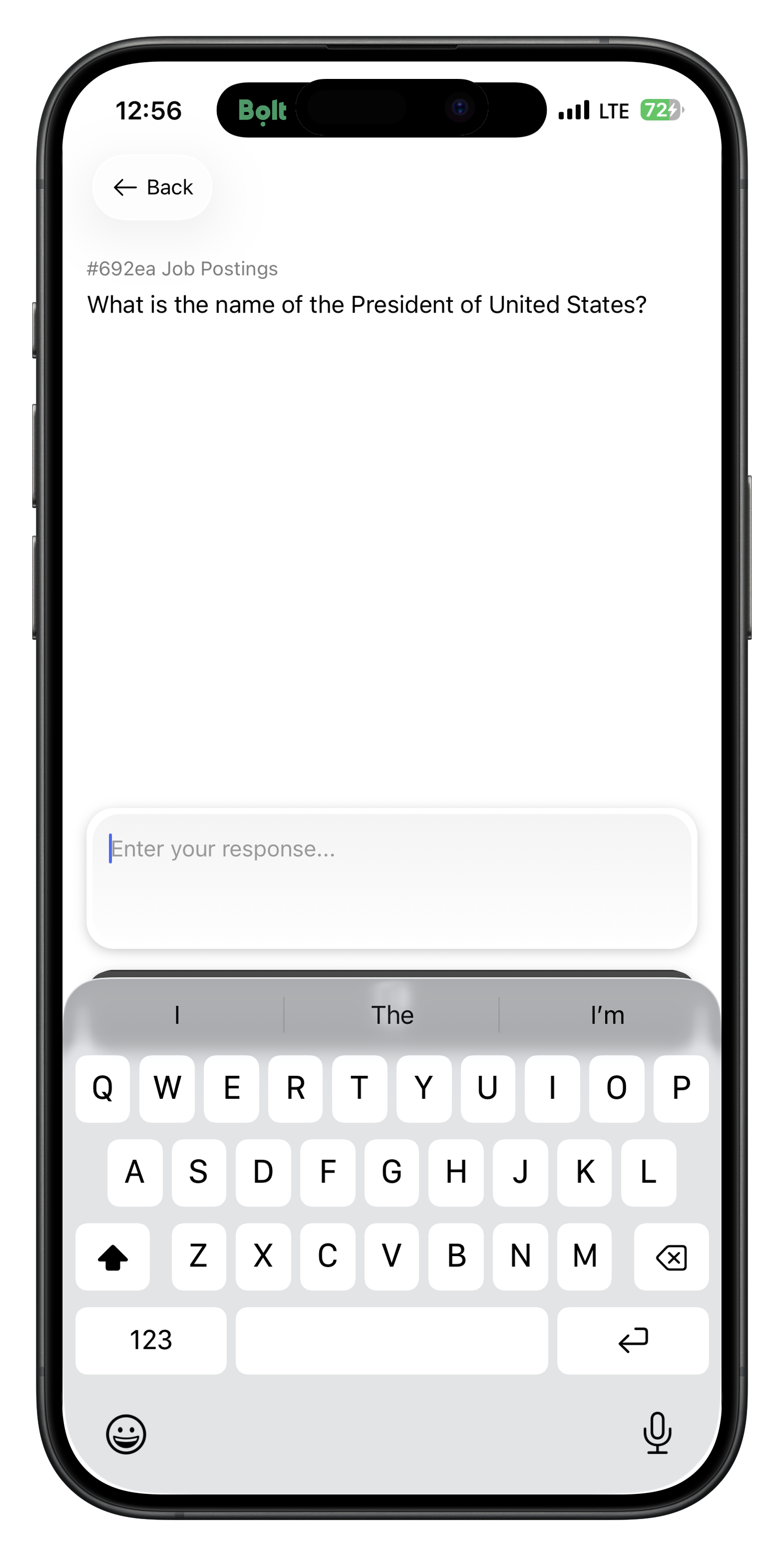 HITL mobile app text response interface with input field