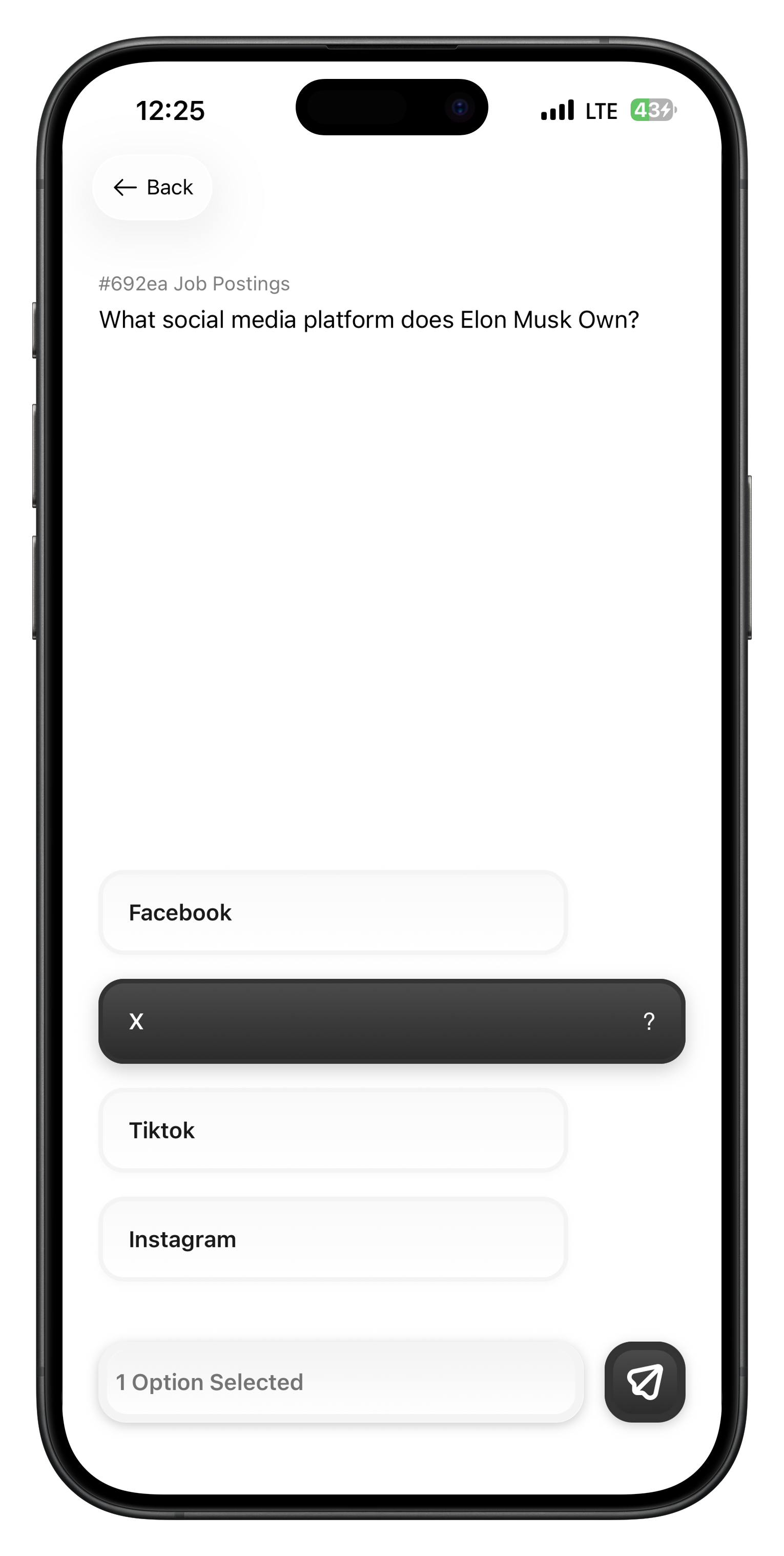 HITL mobile app single select response with colored options