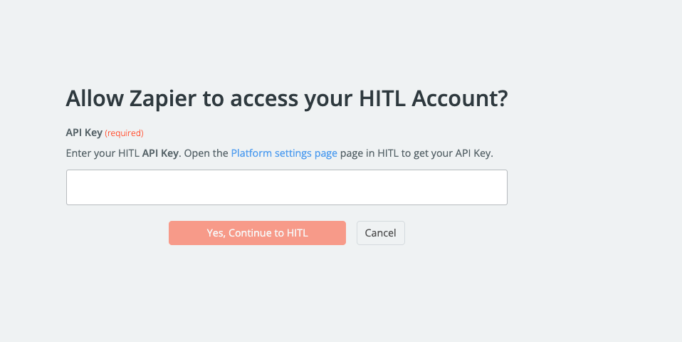 Authenticating HITL.sh in Zapier