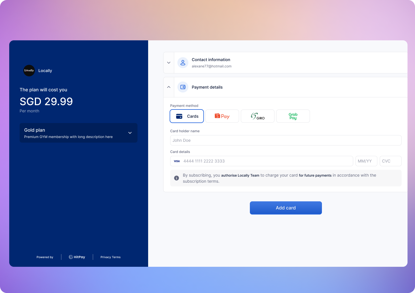 Recurring Billing API UI