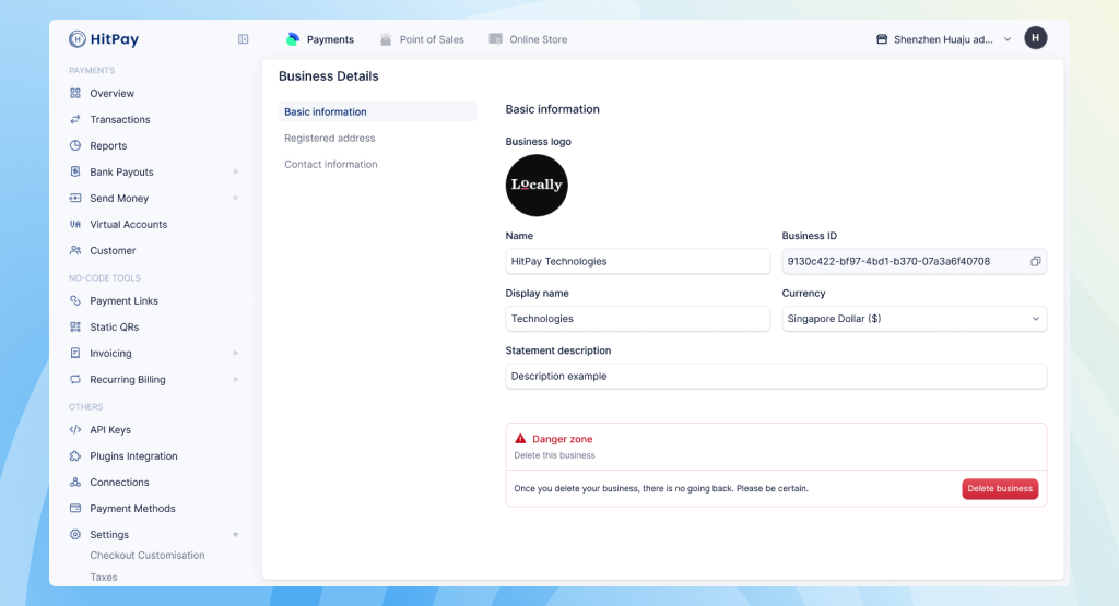 Delete Business in Danger Zone