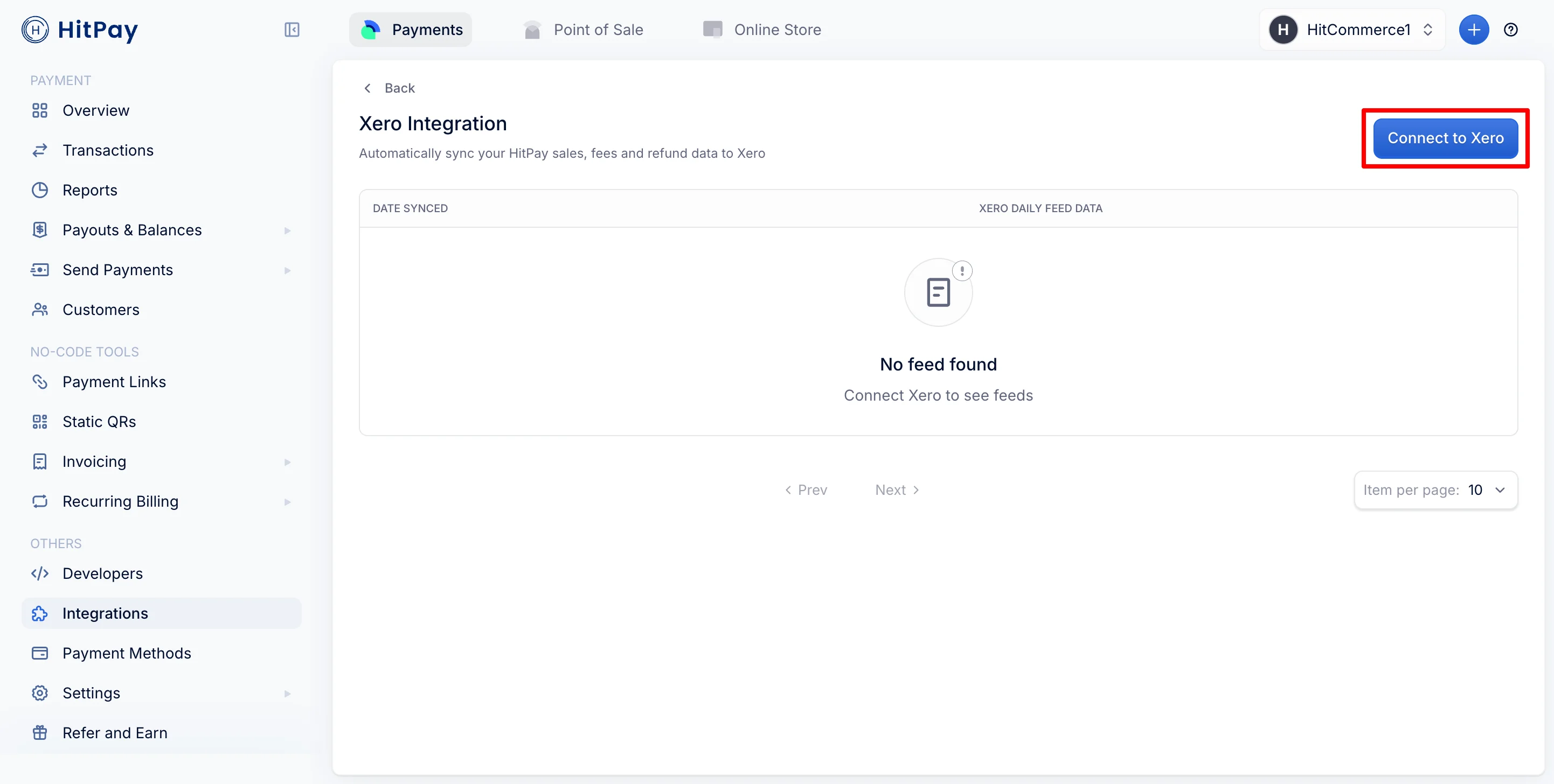Connect to Xero button