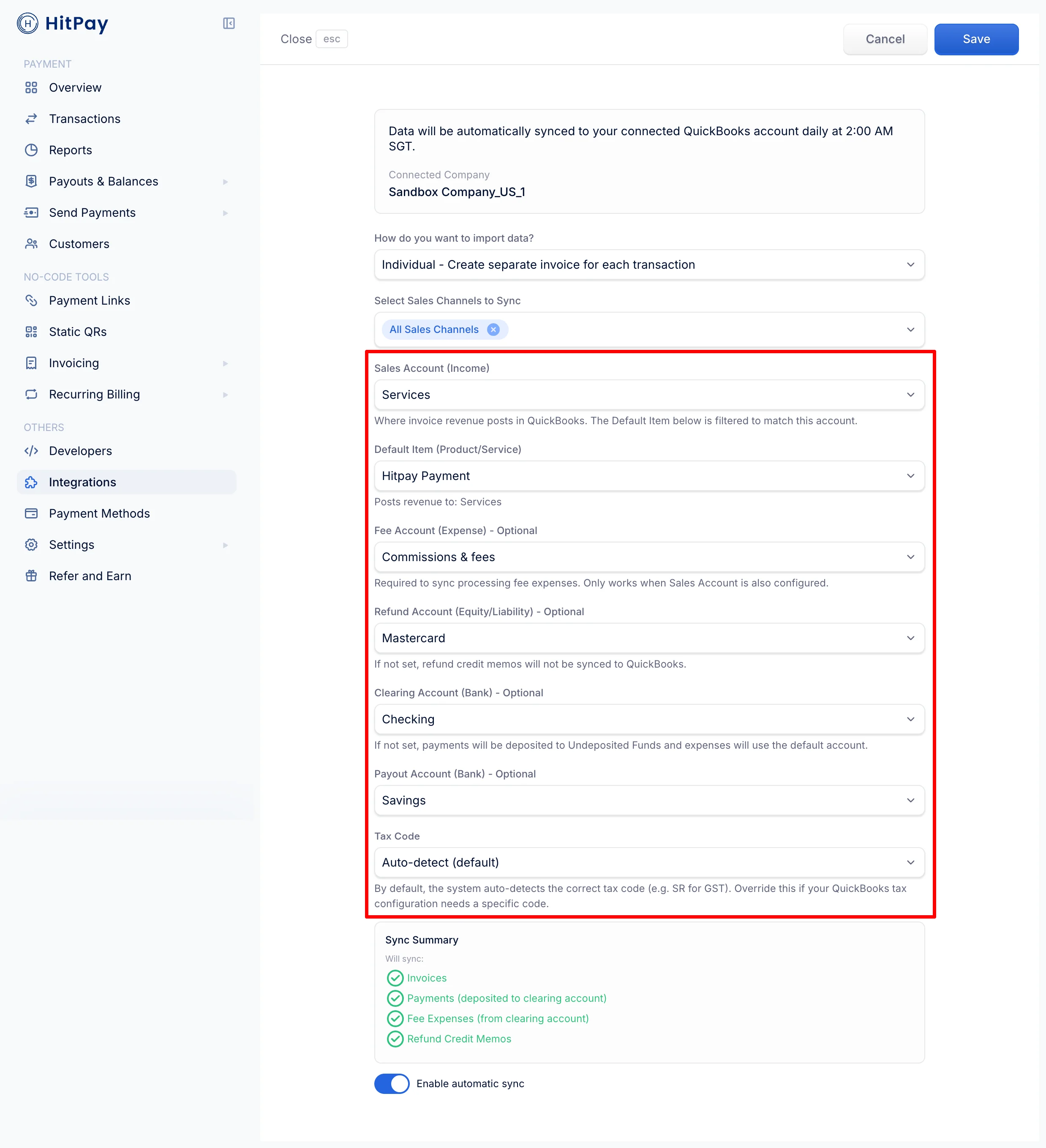 HitPay QuickBooks