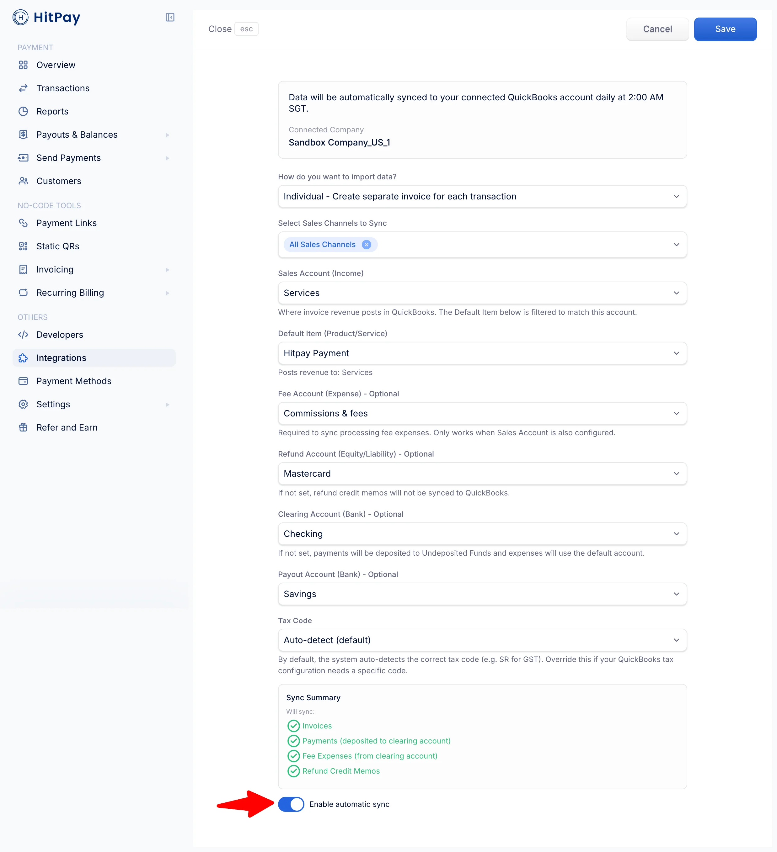 HitPay QuickBooks