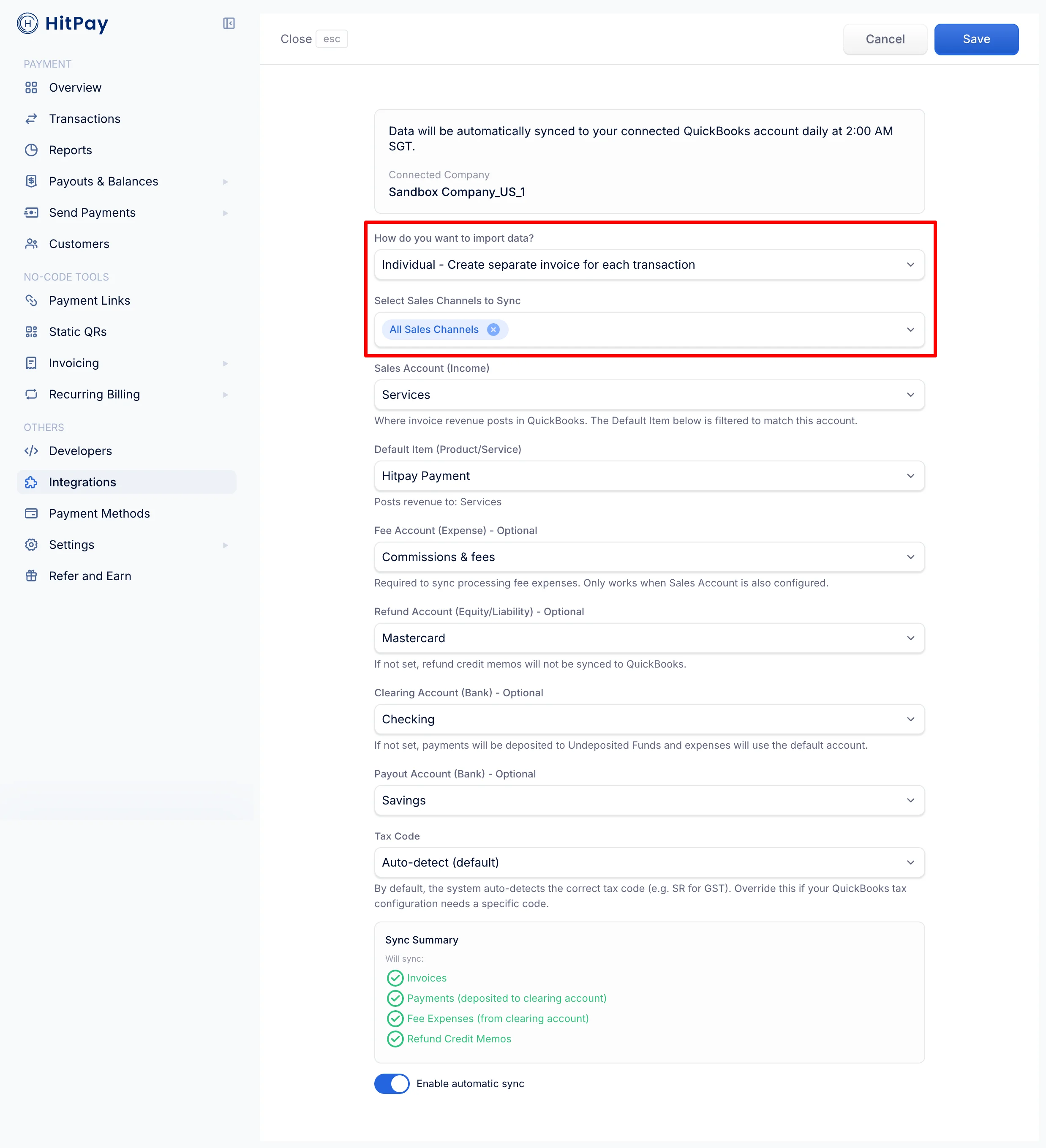 HitPay QuickBooks