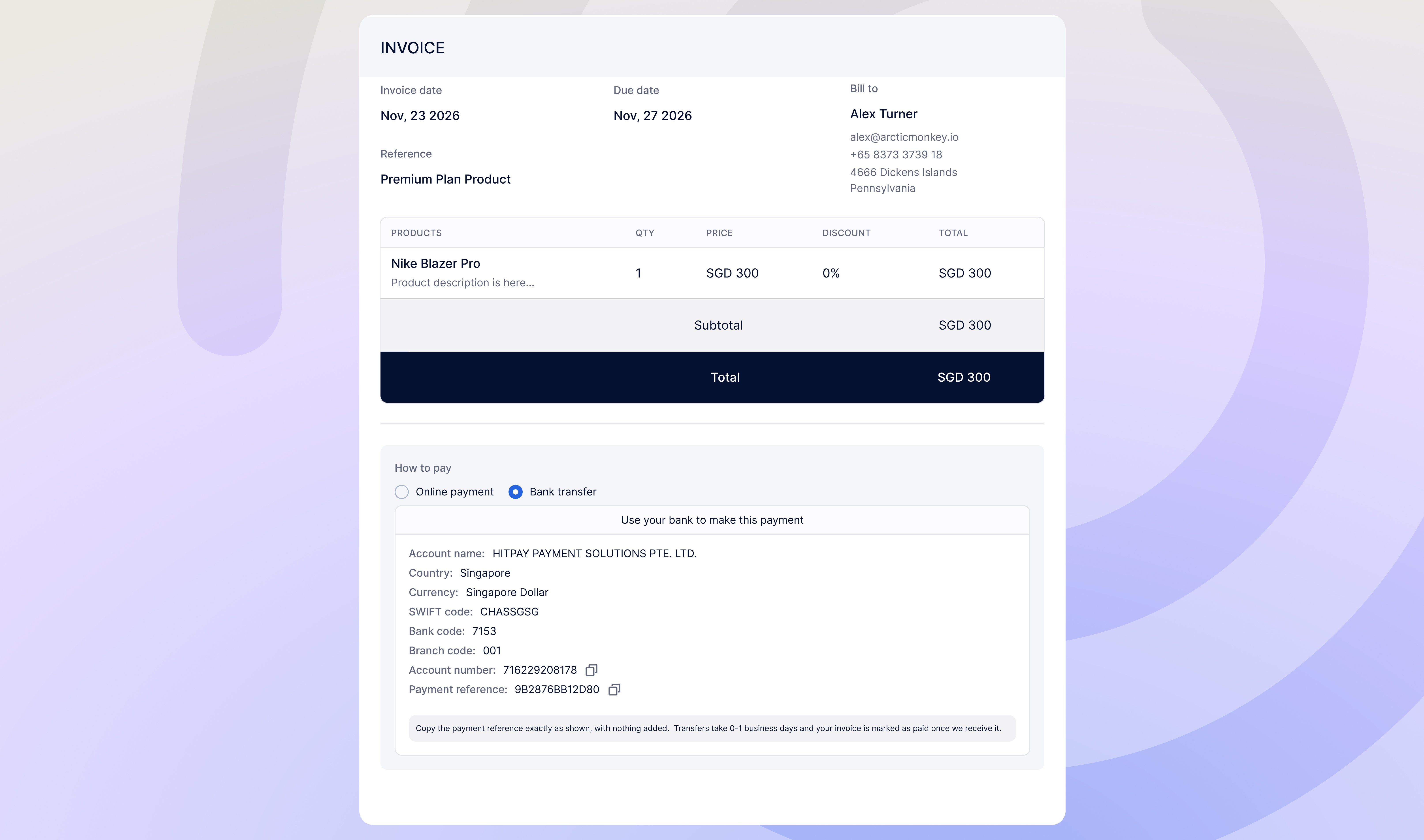 Accept Bank Transfers on Invoices