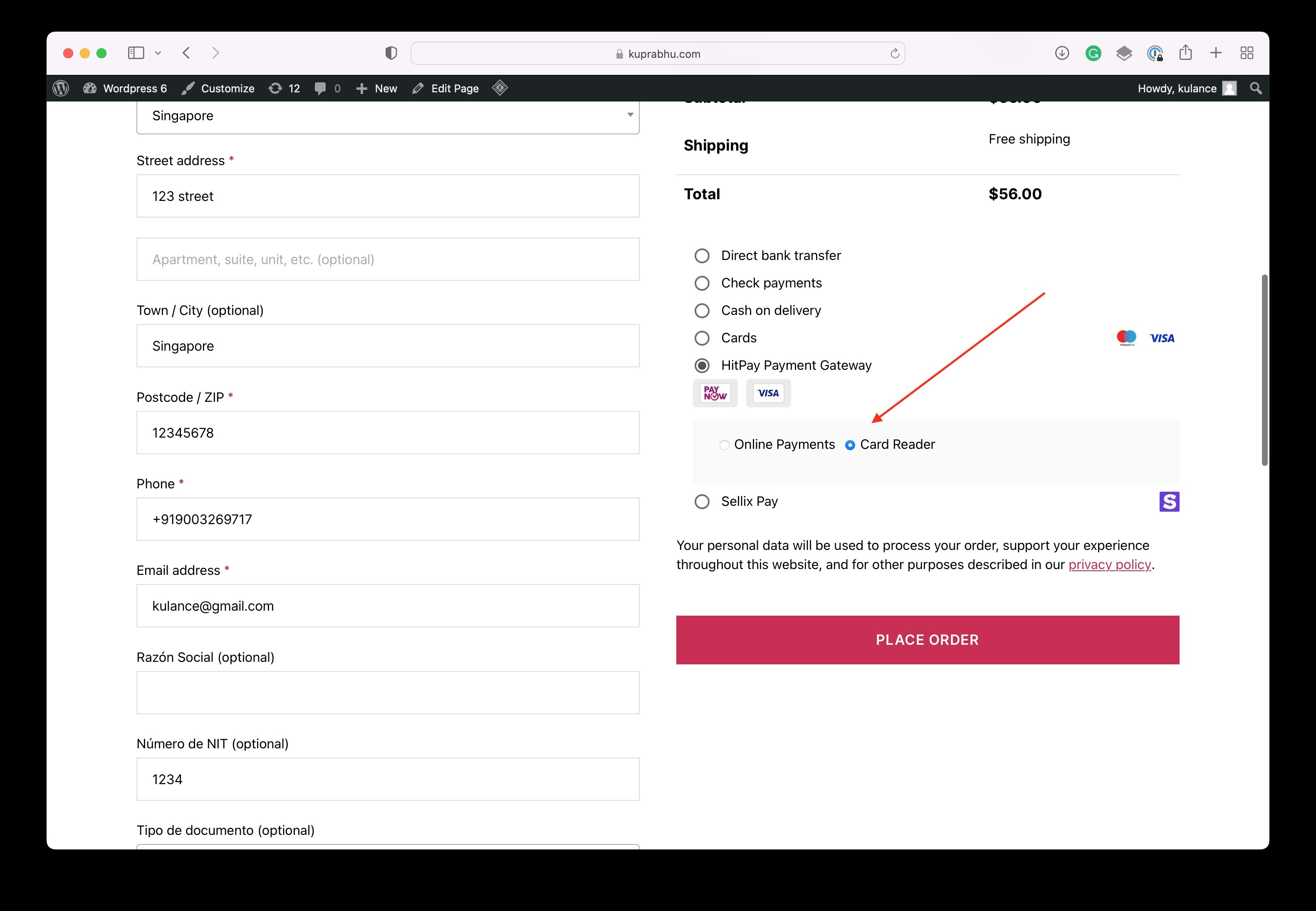 Checkout Option