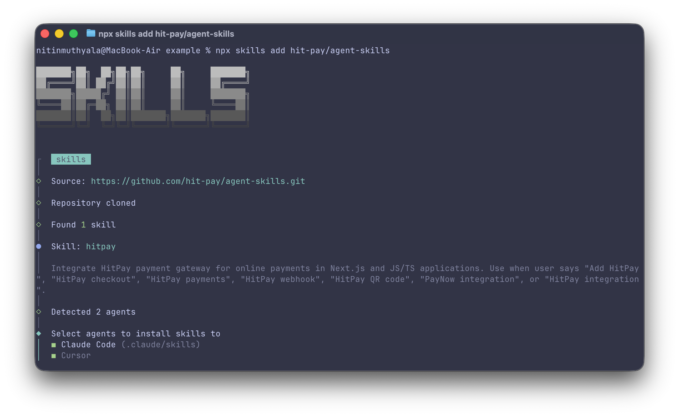 Installing HitPay Agent Skills