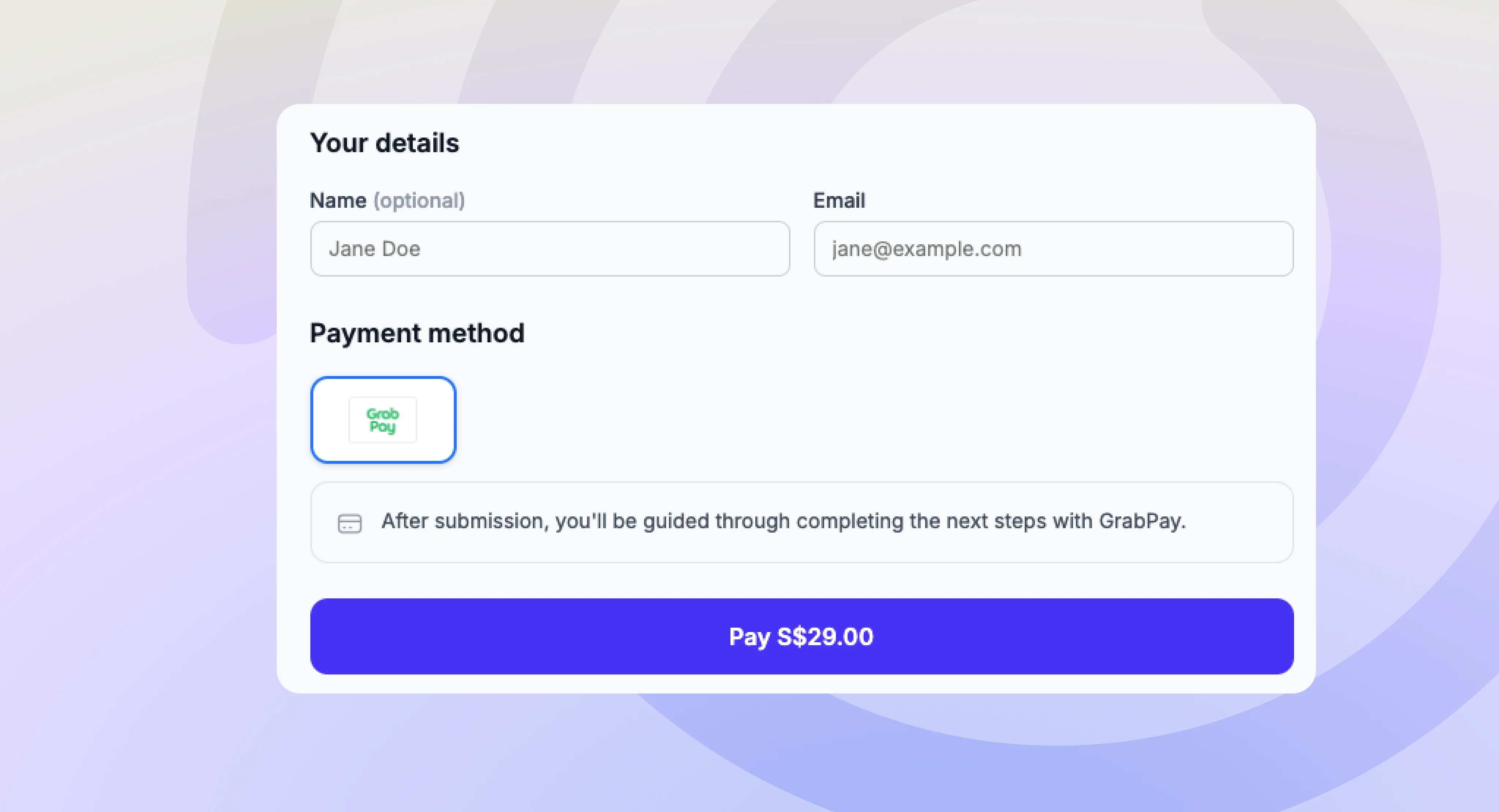 Direct link payment example