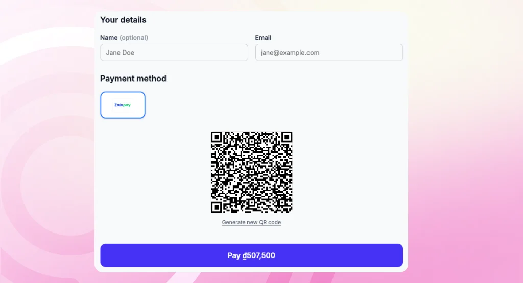 QR code payment example