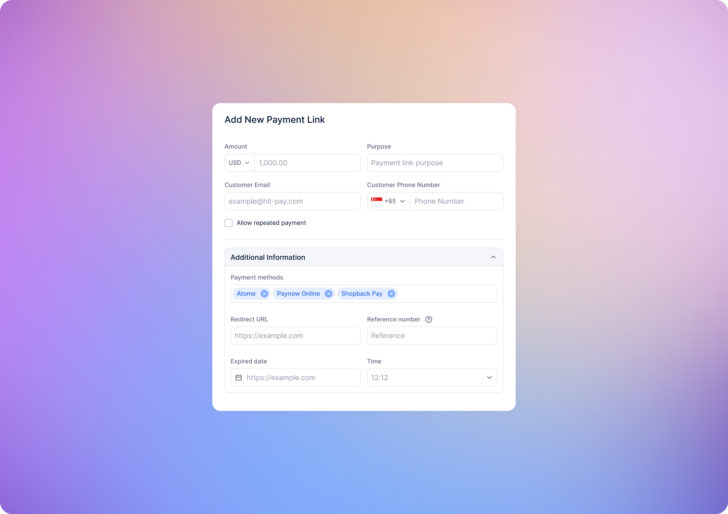 payment link details