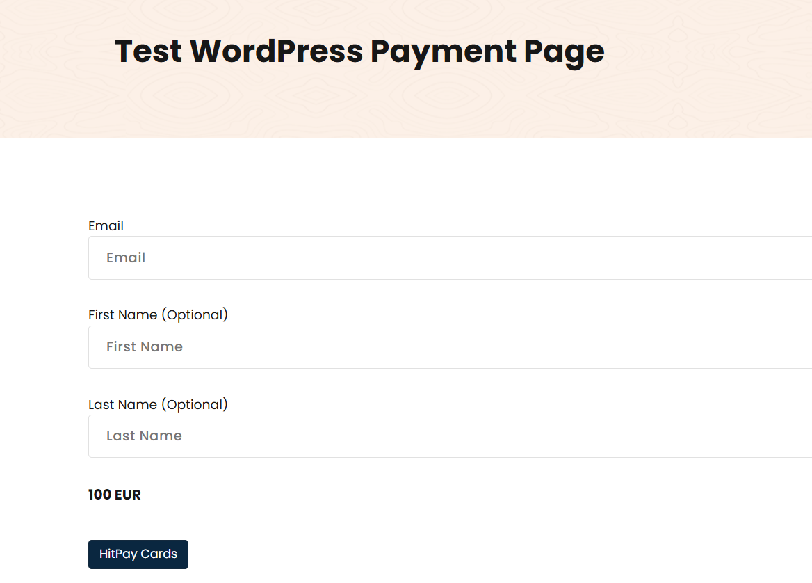 The Form for Card Payment