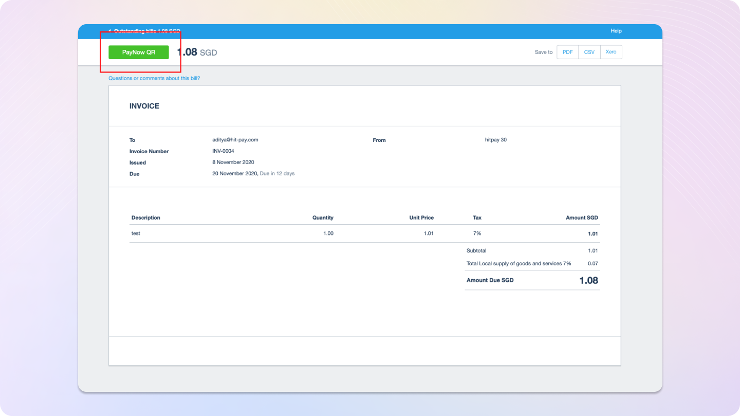 Xero Invoice