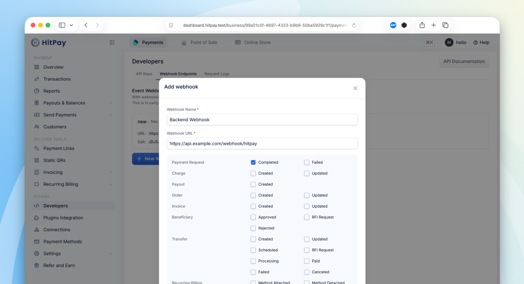 HitPay Product Guide and API docs.