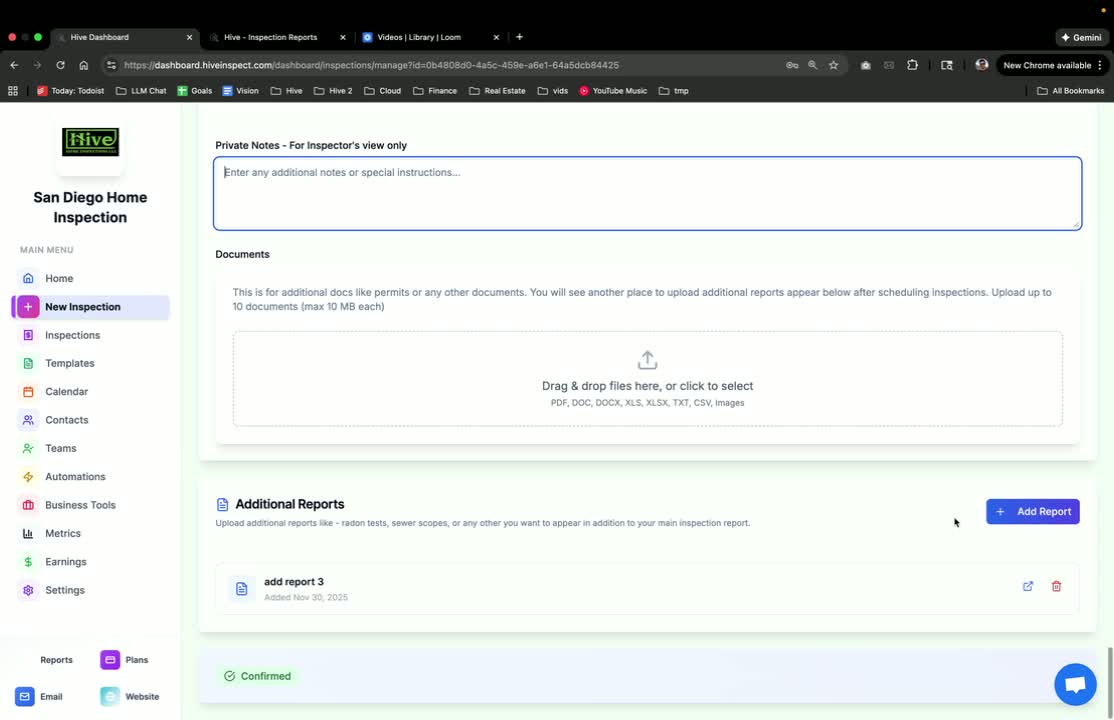 Adding an Additional Report in Hive Inspect