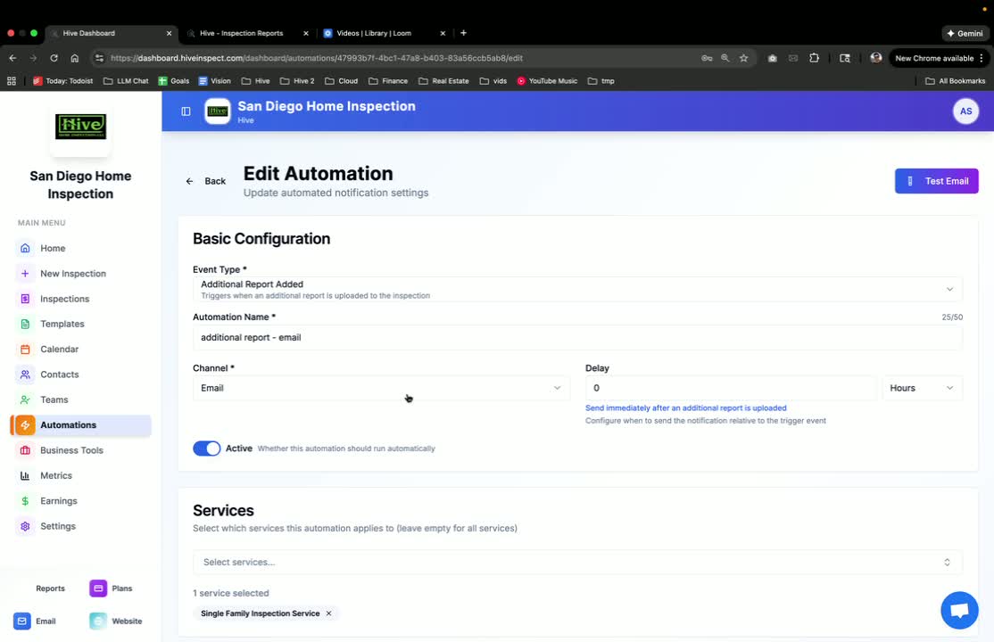 Configuring Automation Details in Hive Inspect