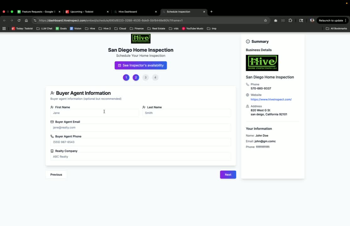 Optional: Enter Buyer Agent Information in Hive Inspect