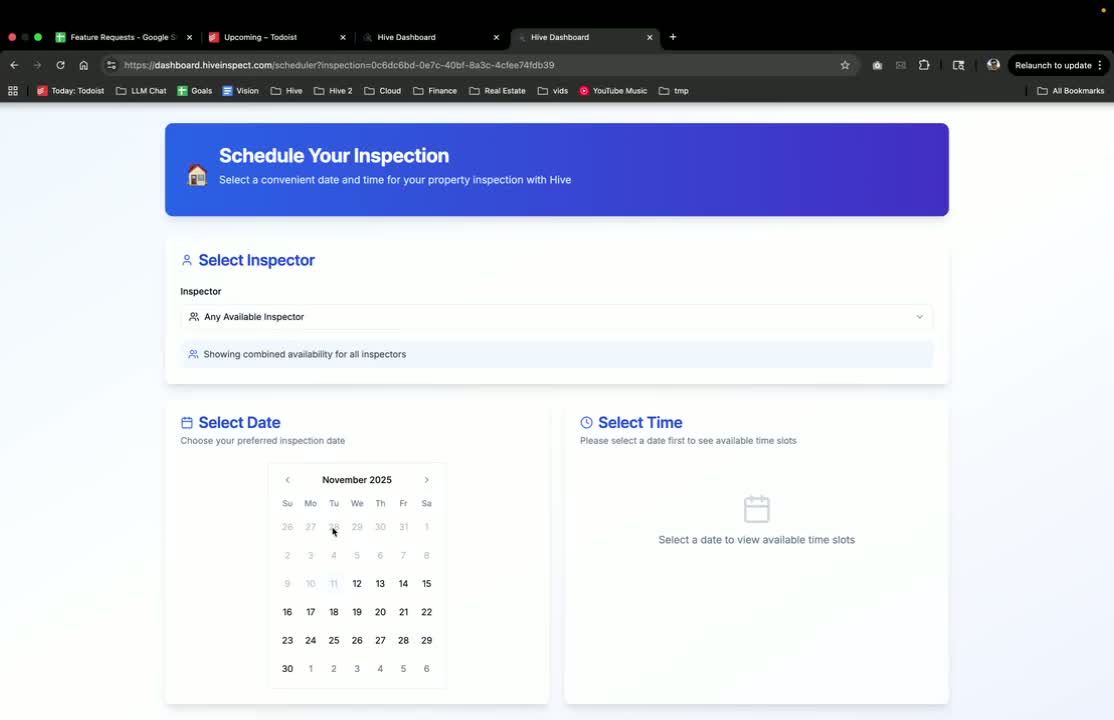 Confirm Your Appointment in Hive Inspect