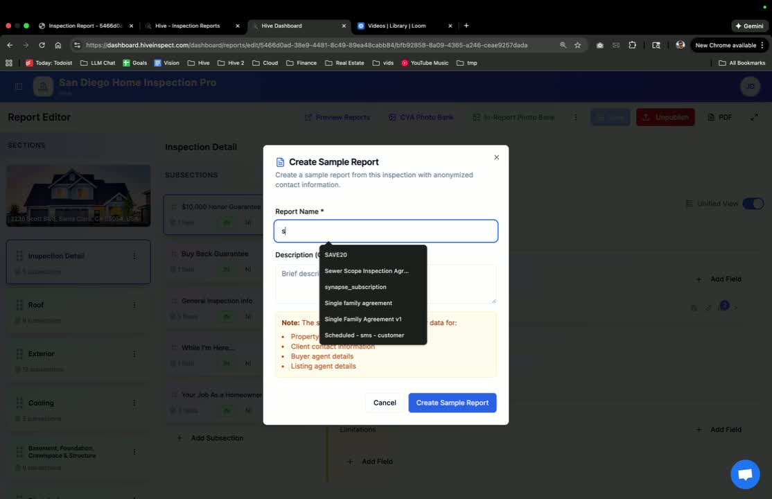 Generating the Sample Report in Hive Inspect