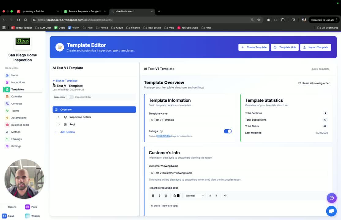 Demonstrating Templates with Ratings Off in Hive Inspect