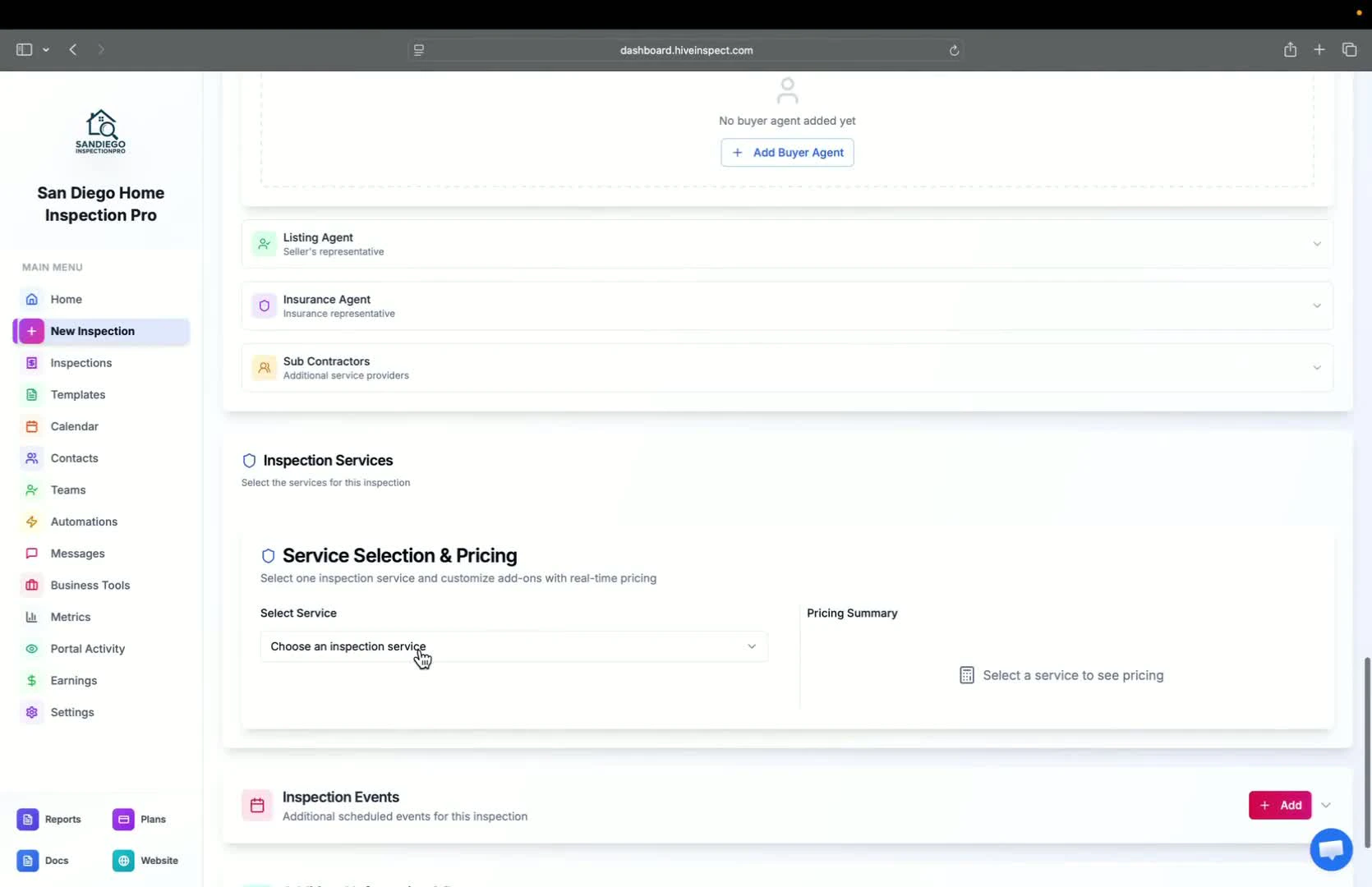 Selecting services and modifiers