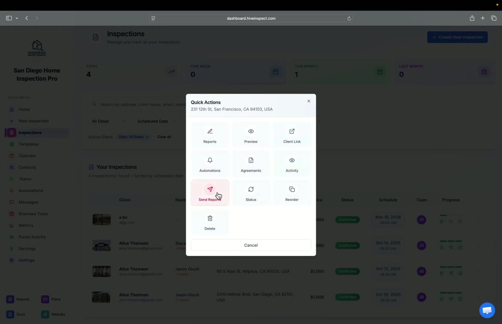 Manual report sending