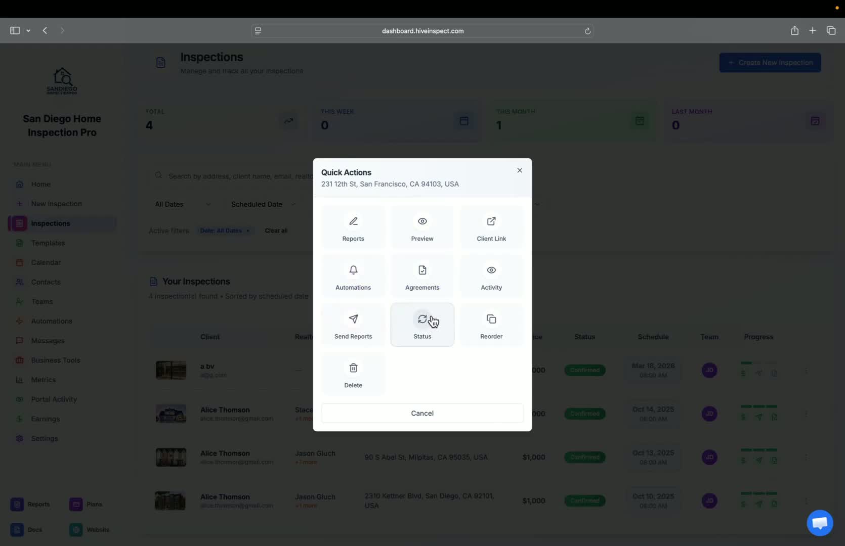Schedule Inspections - Hive