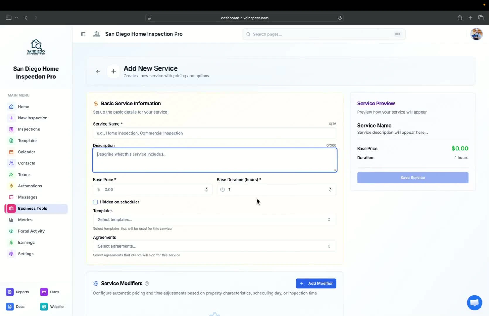 Selecting templates and agreements