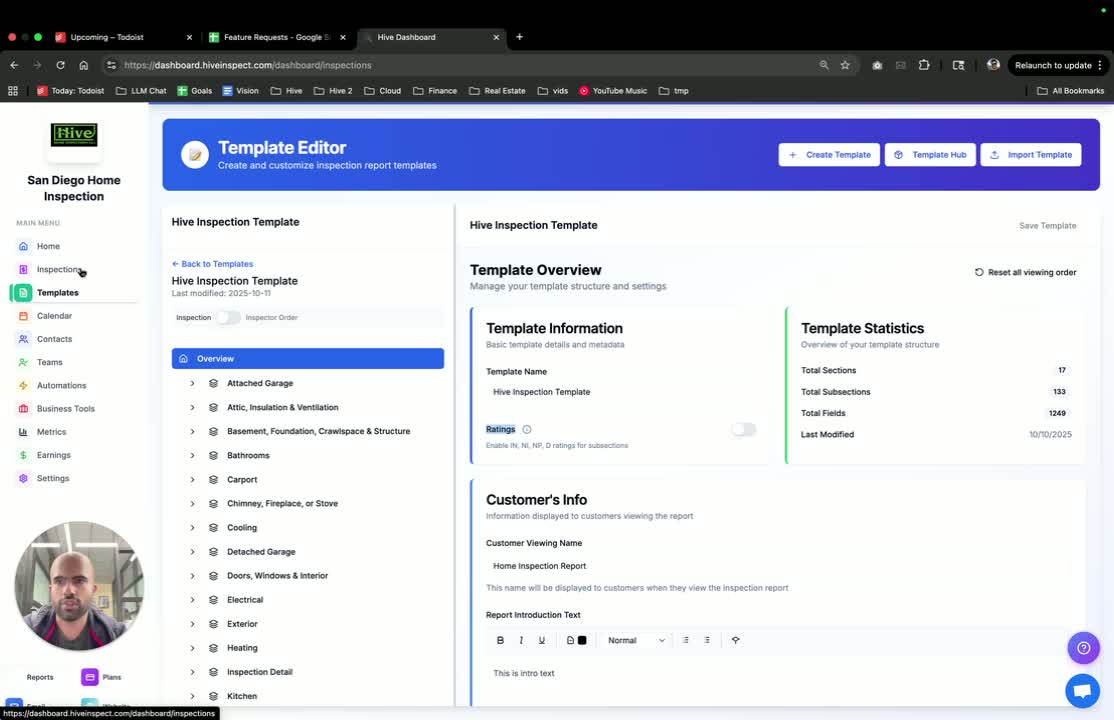 Viewing Inspections with Different Settings in Hive Inspect