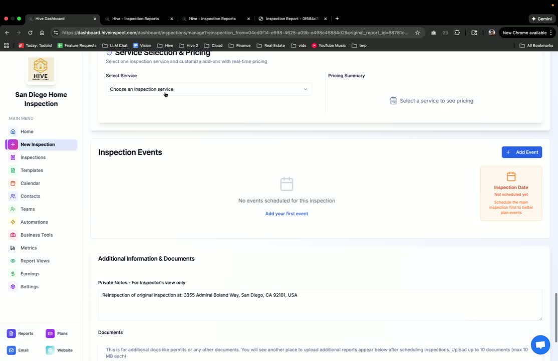 Selecting Re-Inspection Details in Hive Inspect