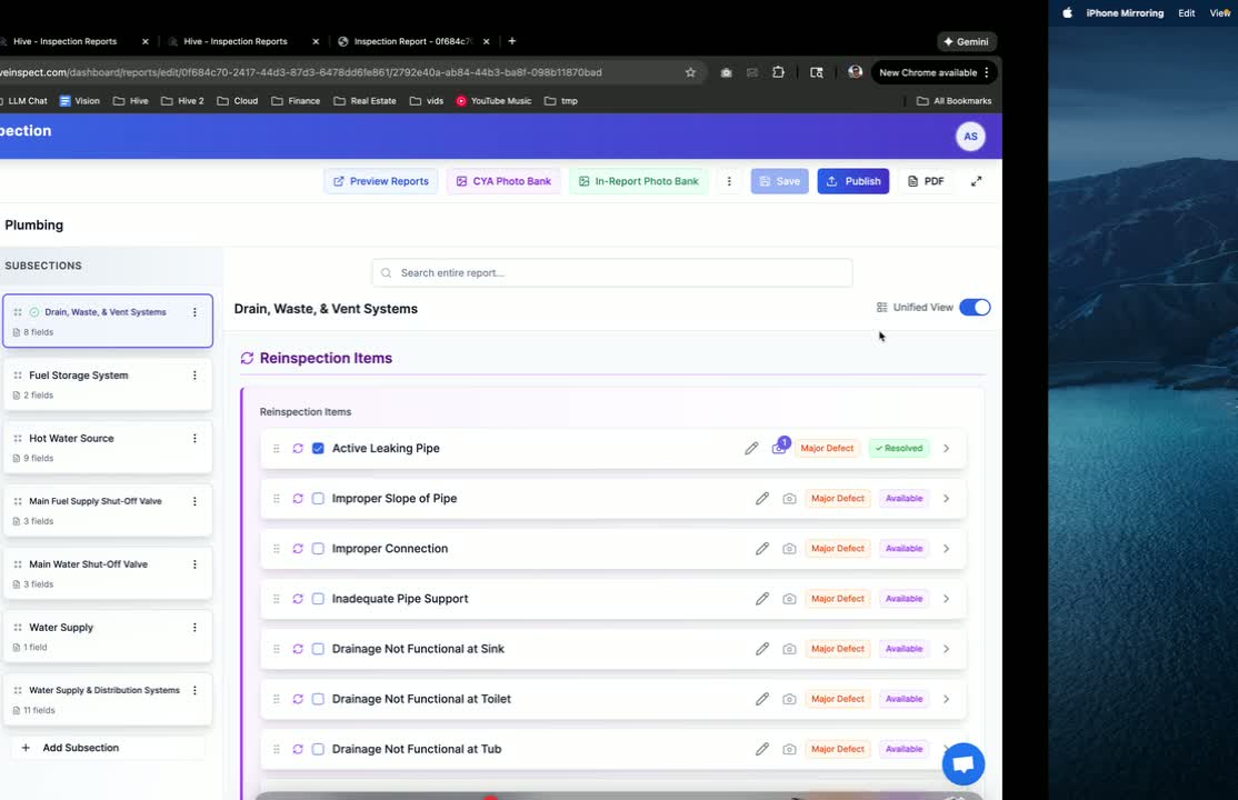 Using the Mobile Editor in Hive Inspect