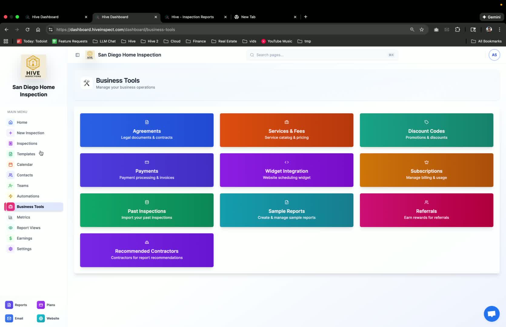 Accessing Recommended Contractors in Hive Inspect