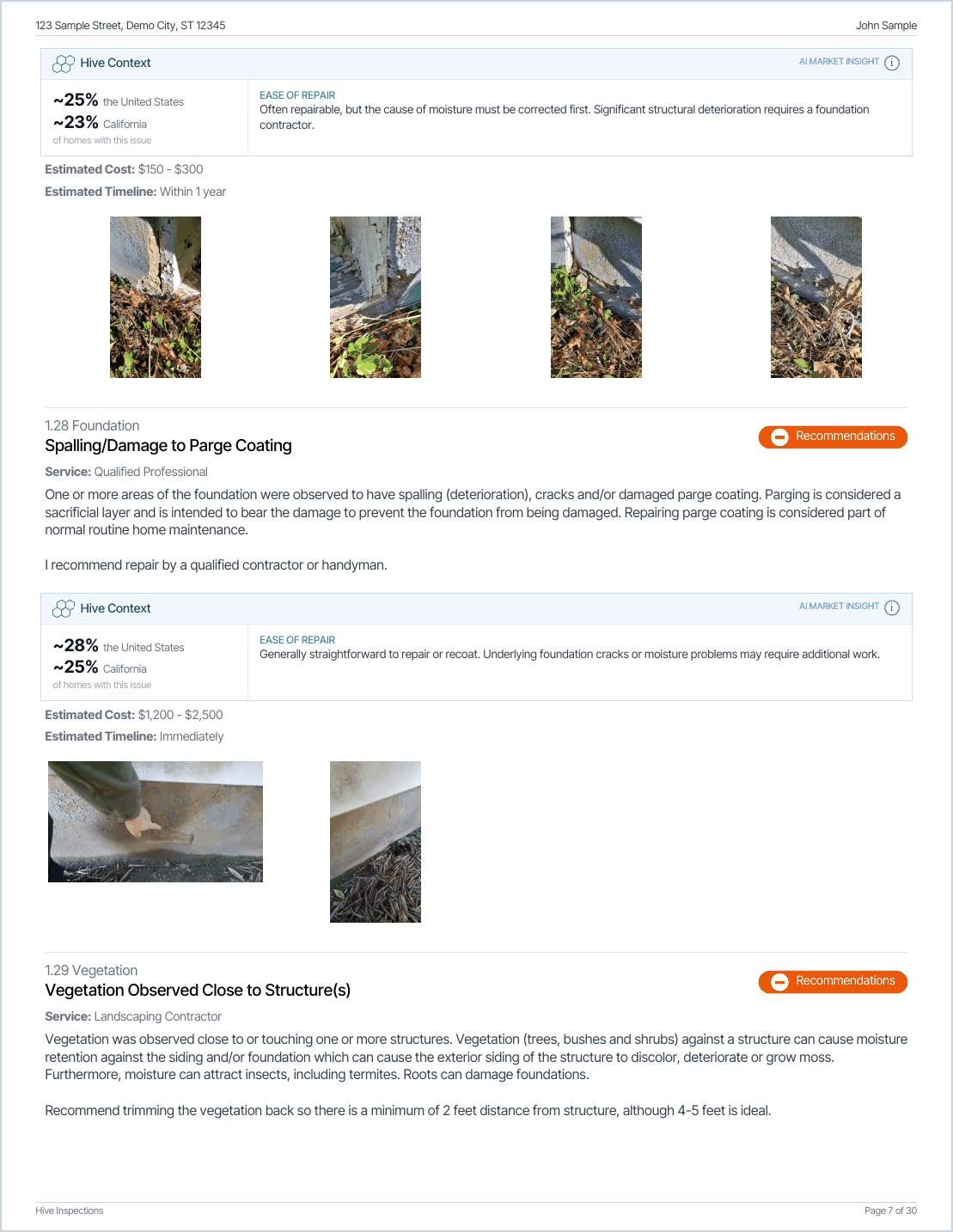 A Compact PDF page with photos four across, smaller text and more comments on the page