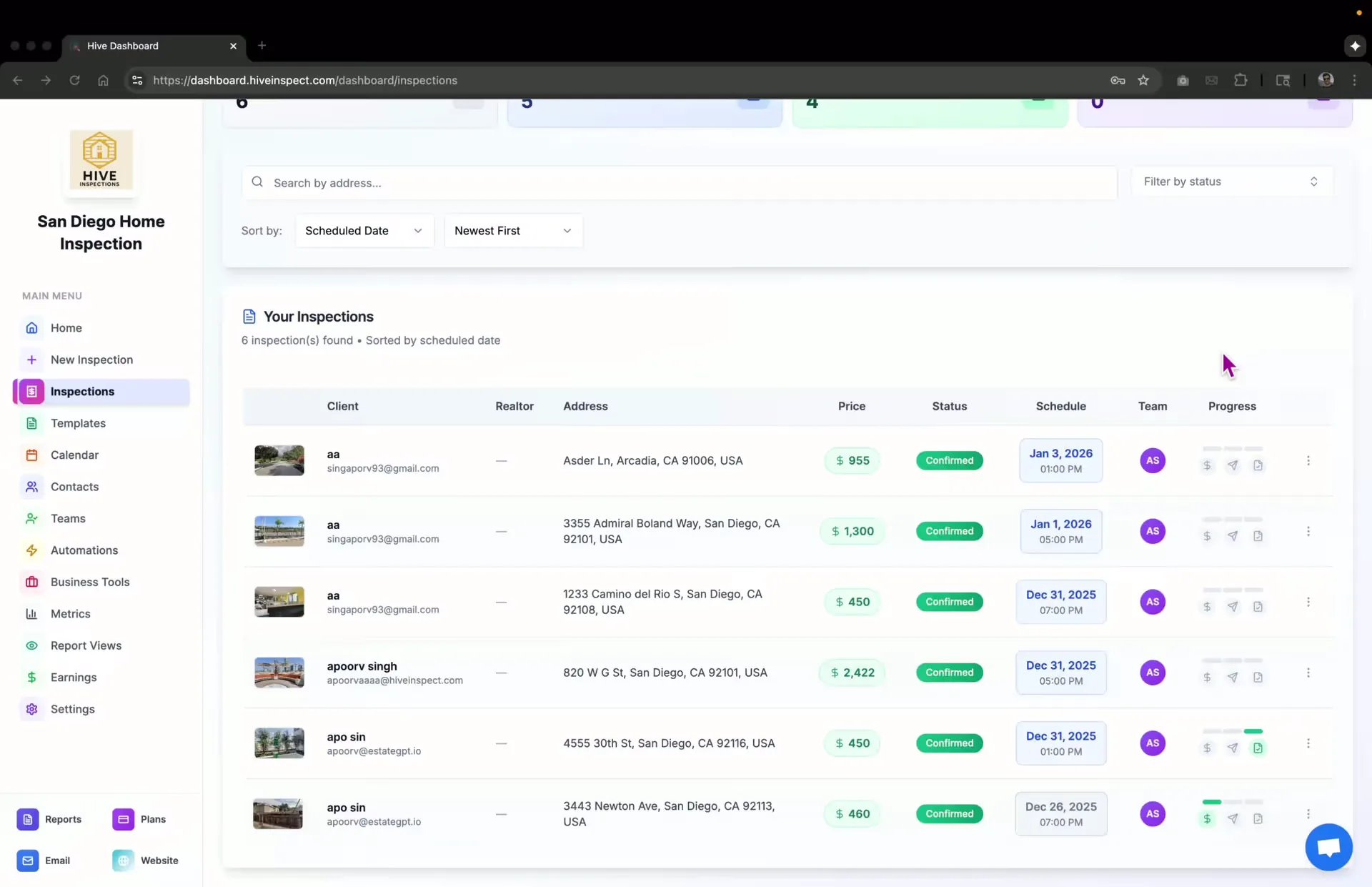 Accessing inspection functions