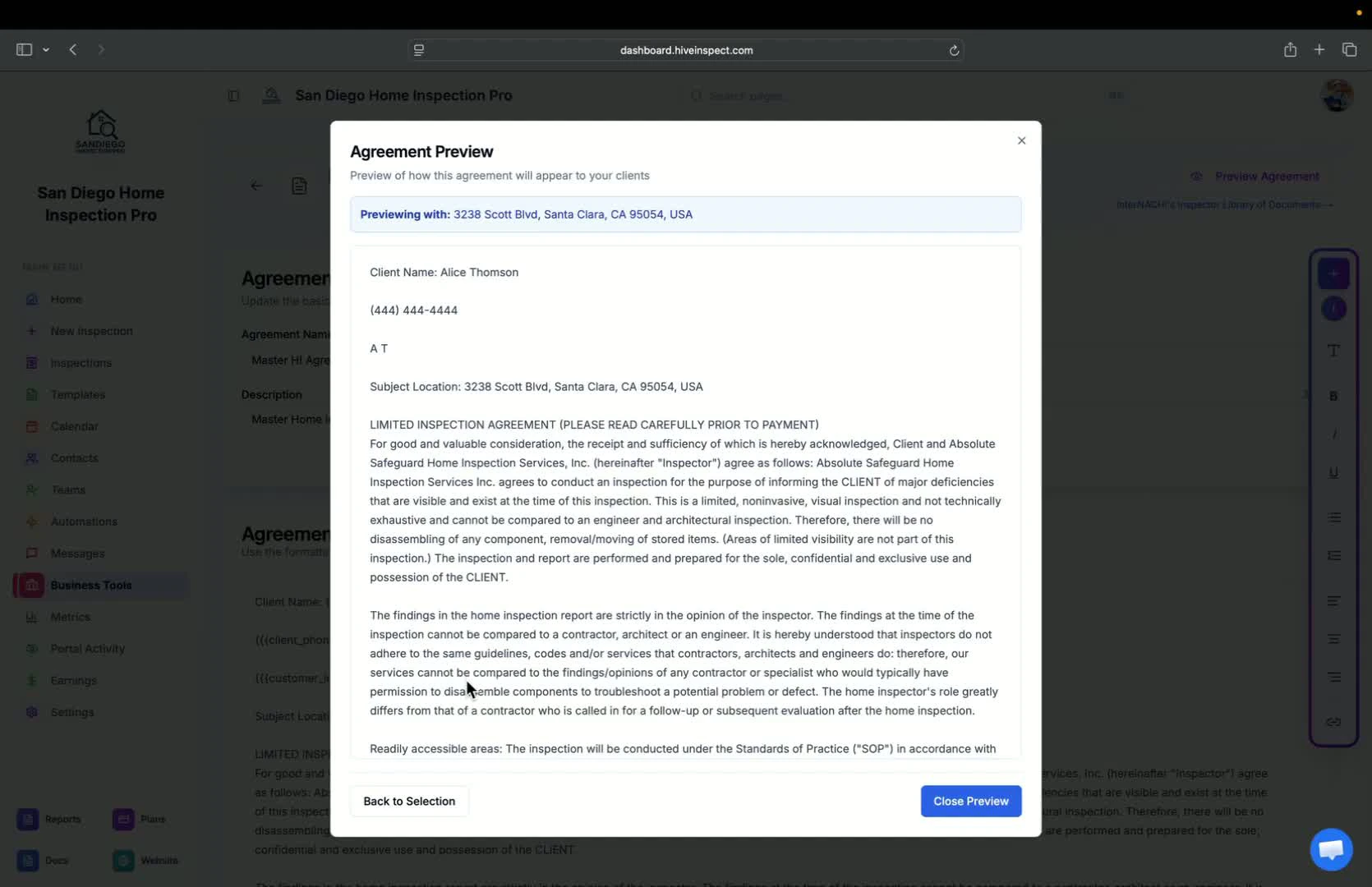 Checking placeholders after inspection creation