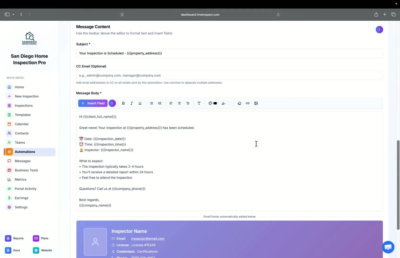 Embedding report links in automated emails