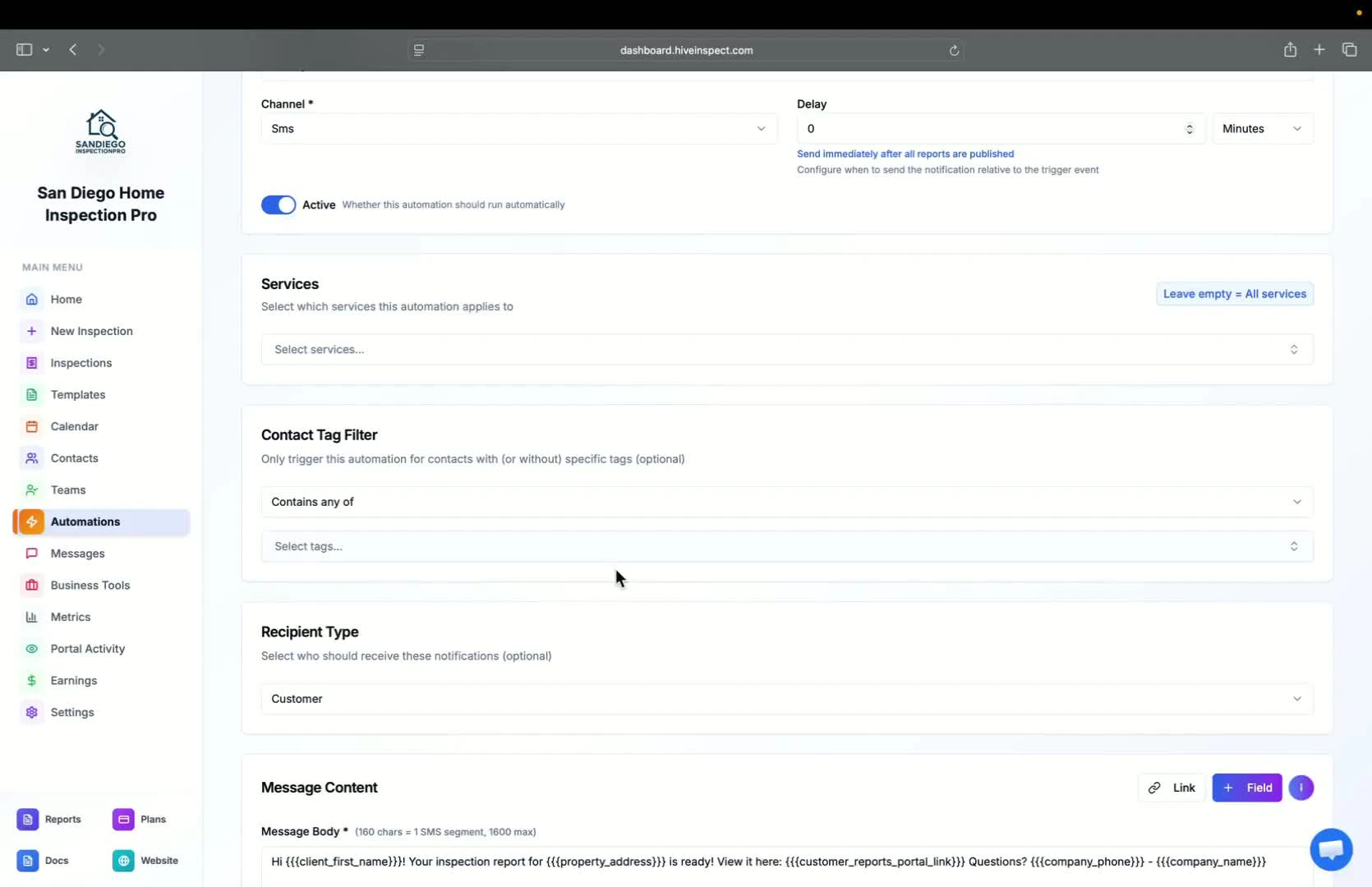 Setting filters for specific contacts
