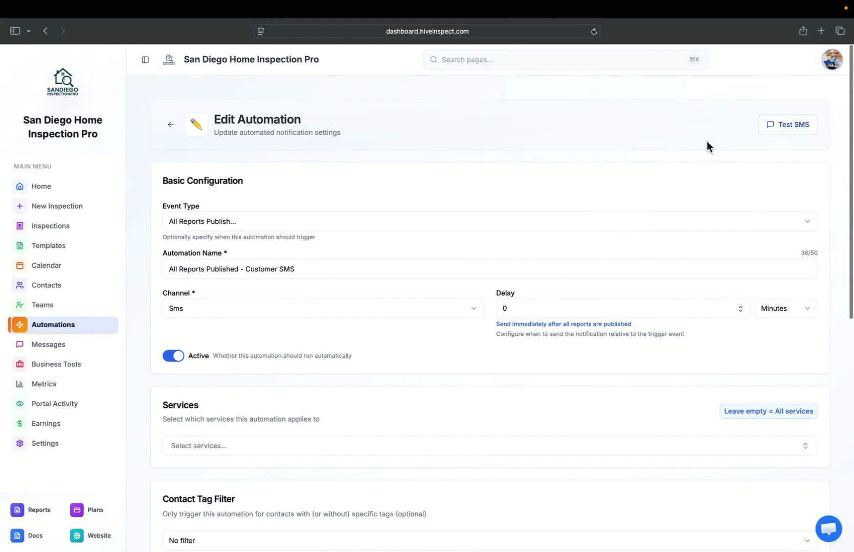 Testing SMS and email messages